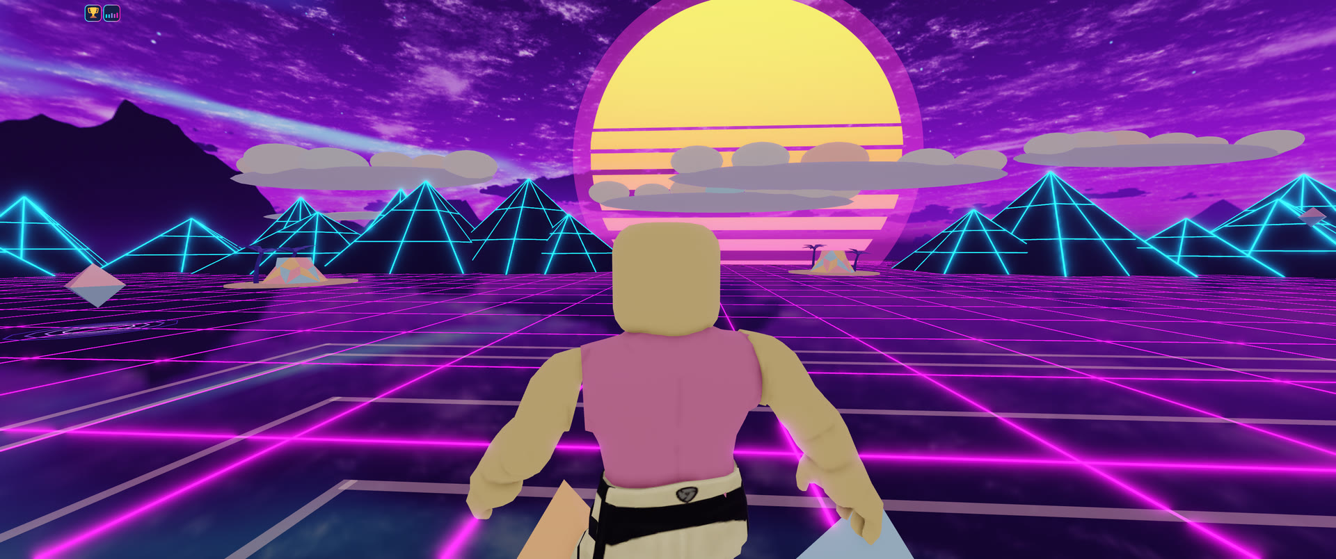 The HYPERDISC plaza and courts at sunset